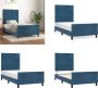 VidaXL Bedframe met hoofdeinde fluweel donkerblauw 100x200 cm Bedframe Met Hoofdeinde Bedframes Met Hoofdeindes Bed Slaapmeubel - Thumbnail 1