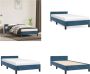 VidaXL Bedframe met hoofdeinde fluweel donkerblauw 100x200 cm Bedframe Met Hoofdeinde Bedframes Met Hoofdeindes Bed Slaapmeubel - Thumbnail 3