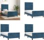 VidaXL Bedframe met hoofdeinde fluweel donkerblauw 100x200 cm Bedframe Met Hoofdeinde Bedframes Met Hoofdeindes Bed Slaapmeubel - Thumbnail 2