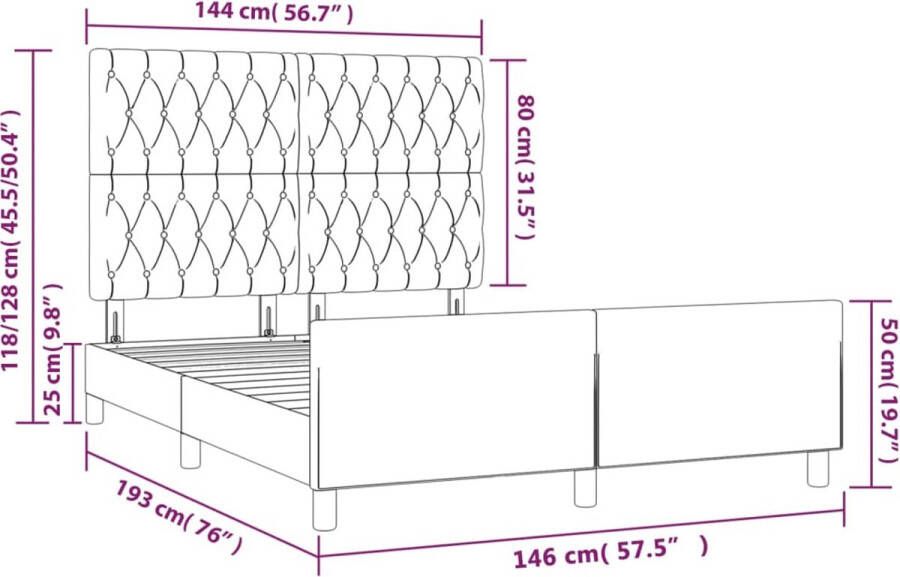 VidaXL -Bedframe-met-hoofdeinde-fluweel-donkerblauw-140x190-cm - Foto 2