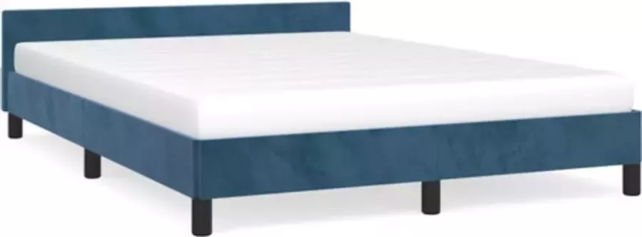 VidaXL -Bedframe-met-hoofdeinde-fluweel-donkerblauw-140x190-cm - Foto 2