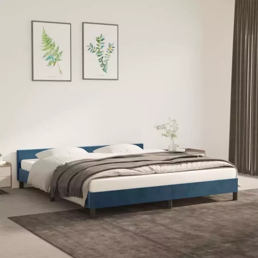 VidaXL -Bedframe-met-hoofdeinde-fluweel-donkerblauw-180x200-cm - Foto 2