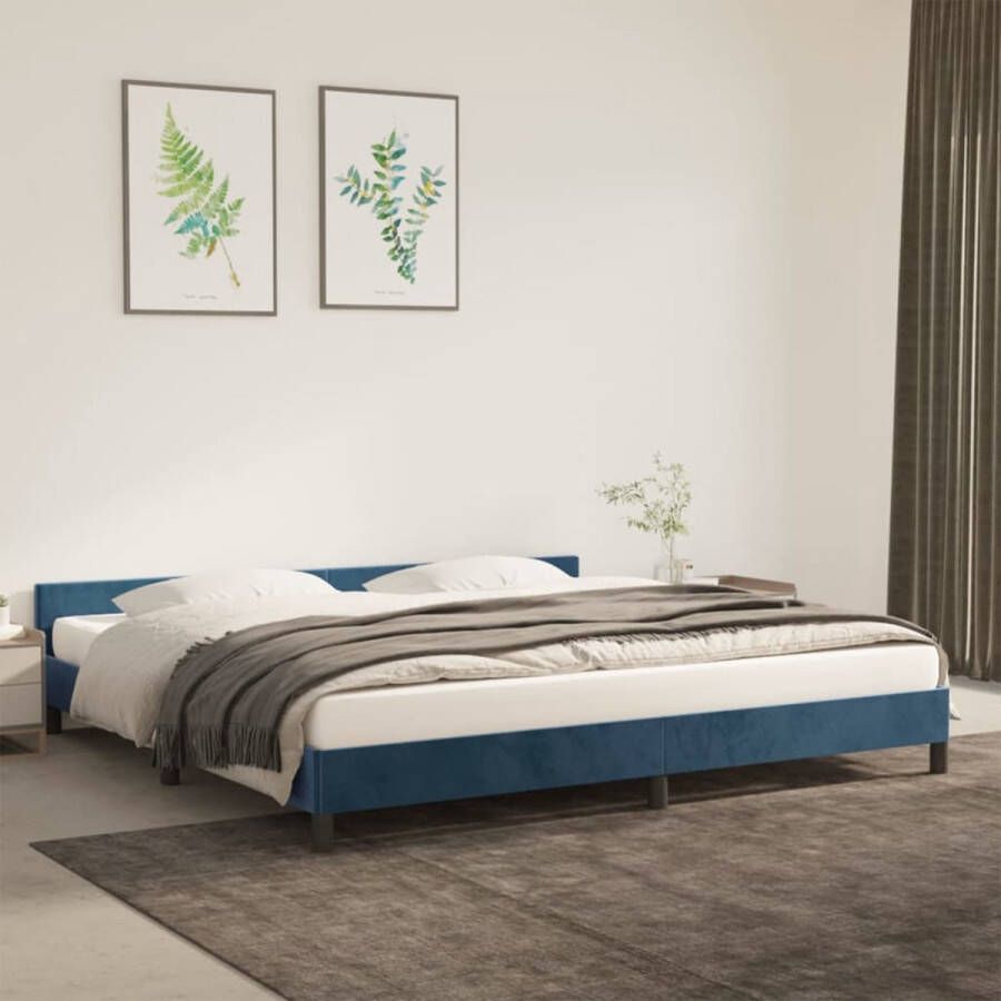 VidaXL -Bedframe-met-hoofdeinde-fluweel-donkerblauw-200x200-cm