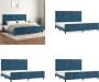 VidaXL Bedframe met hoofdeinde fluweel donkerblauw 200x200 cm Bedframe Met Hoofdeinde Bedframes Met Hoofdeindes Bed Slaapmeubel - Thumbnail 2