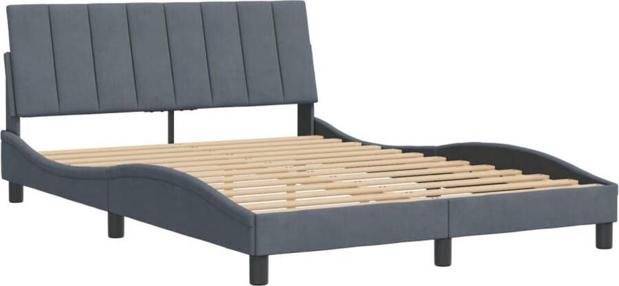 VidaXL Bedframe zonder matras Hanko 140x190 cm fluweel donkergrijs - Foto 4