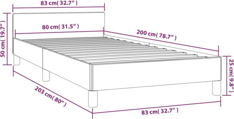 VidaXL -Bedframe-met-hoofdeinde-fluweel-donkergrijs-80x200-cm - Foto 4
