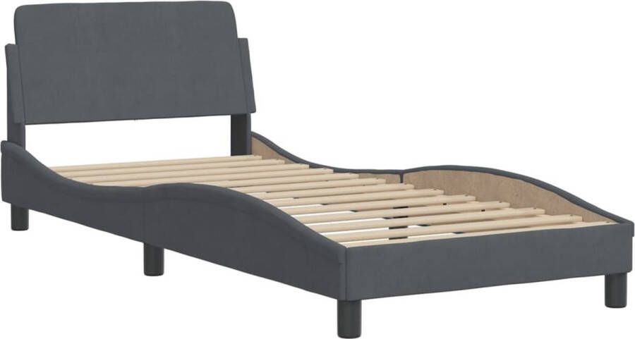 VidaXL -Bedframe-met-hoofdeinde-fluweel-donkergrijs-80x200-cm - Foto 4