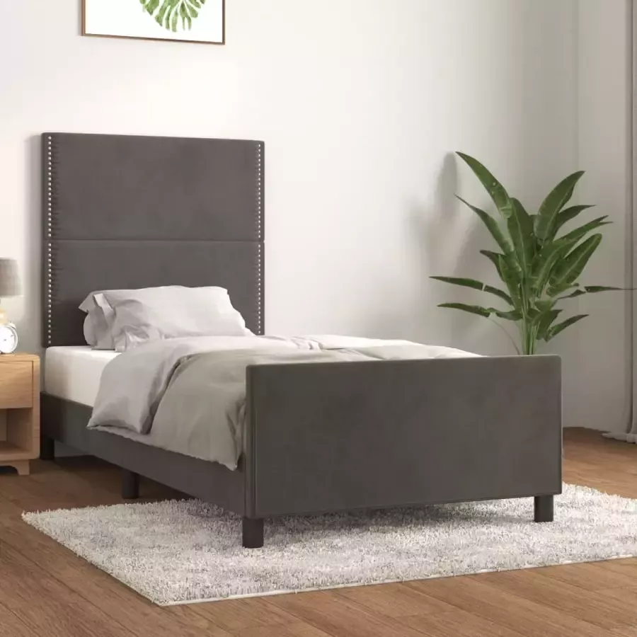 VidaXL -Bedframe-met-hoofdeinde-fluweel-donkergrijs-80x200-cm - Foto 4