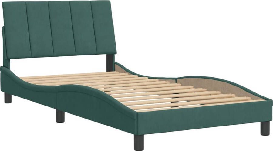 VidaXL Bedframe zonder matras Hanko 100x200 cm fluweel donkergroen - Foto 4