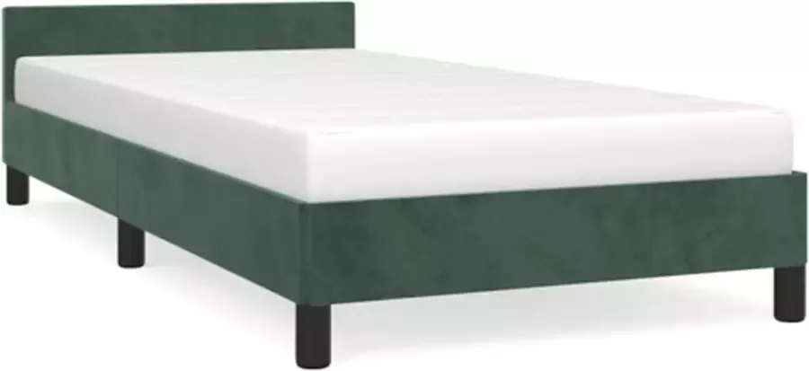 VidaXL -Bedframe-met-hoofdeinde-fluweel-donkergroen-100x200-cm - Foto 2