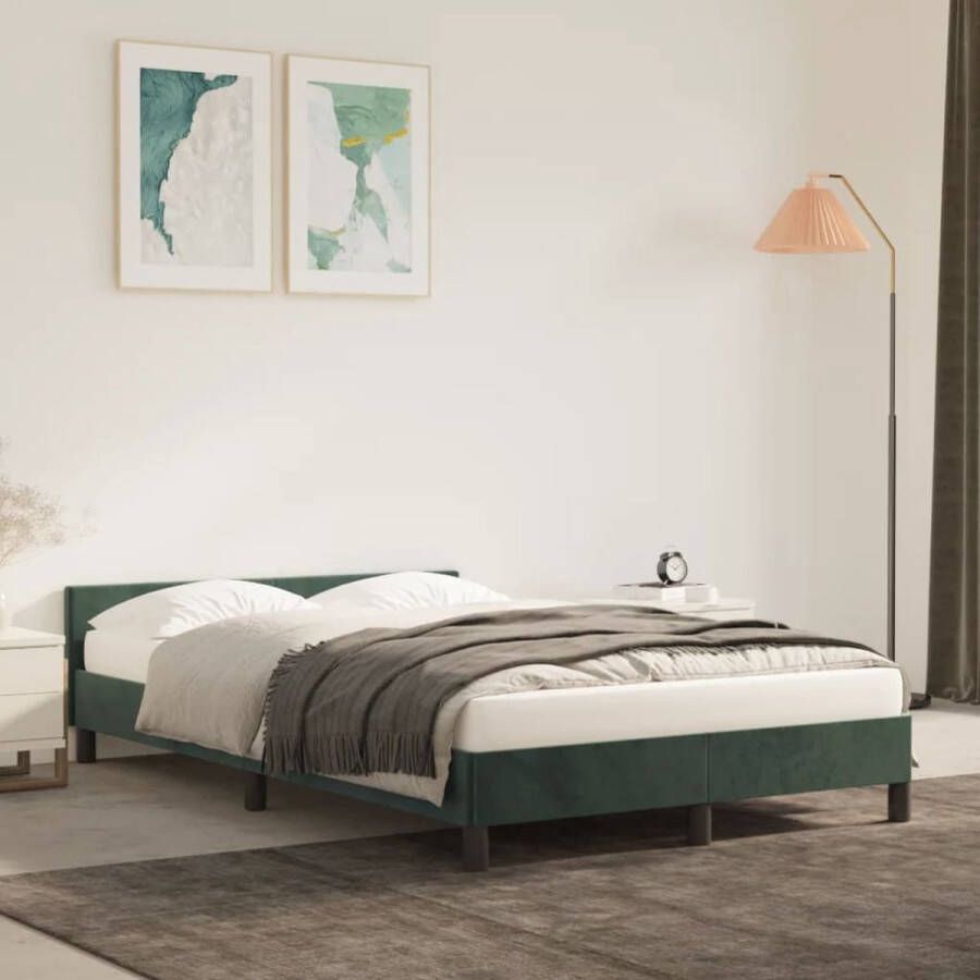 VidaXL -Bedframe-met-hoofdeinde-fluweel-donkergroen-120x200-cm