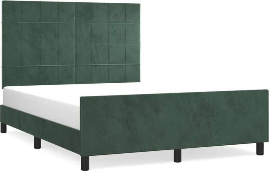VidaXL -Bedframe-met-hoofdeinde-fluweel-donkergroen-140x190-cm - Foto 3
