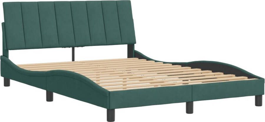 VidaXL Bedframe zonder matras Hanko 140x190 cm fluweel donkergroen - Foto 3