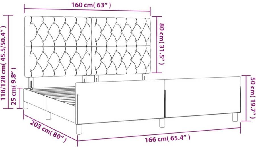 VidaXL -Bedframe-met-hoofdeinde-fluweel-donkergroen-160x200-cm - Foto 2