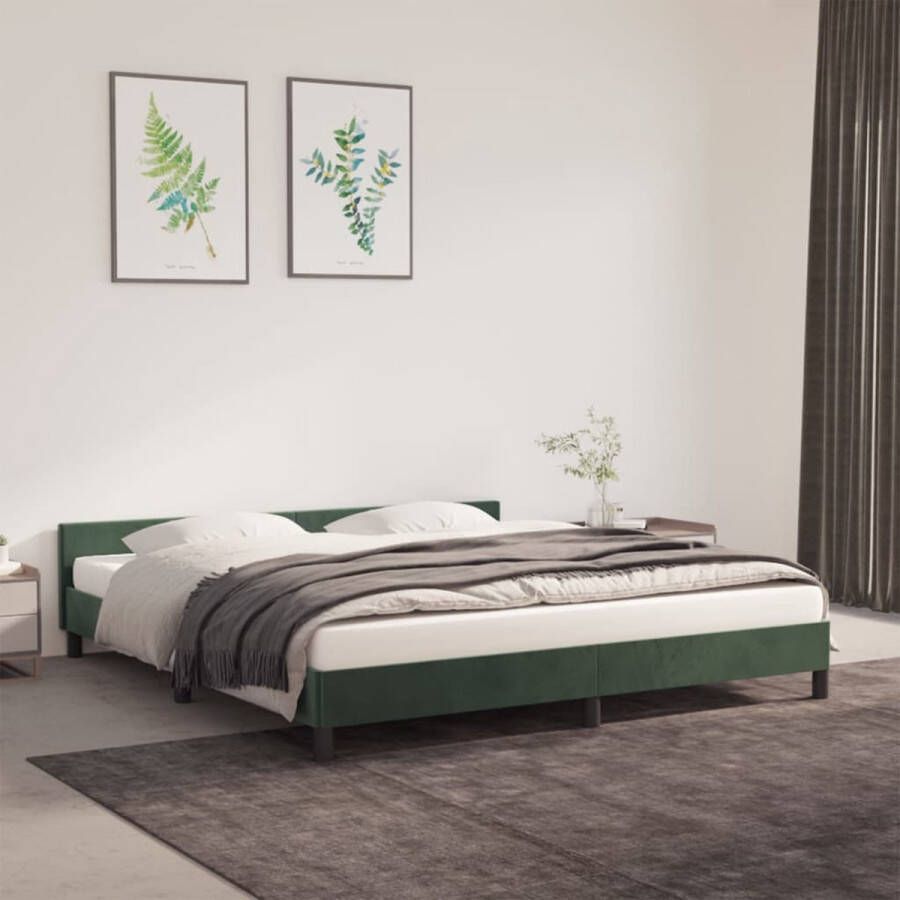 VidaXL -Bedframe-met-hoofdeinde-fluweel-donkergroen-160x200-cm