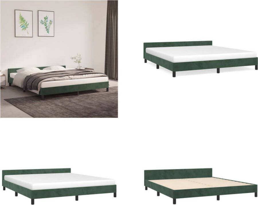 VidaXL Bedframe met hoofdeinde fluweel donkergroen 160x200 cm Bedframe Met Hoofdeinde Bedframes Met Hoofdeindes Bed Slaapmeubel