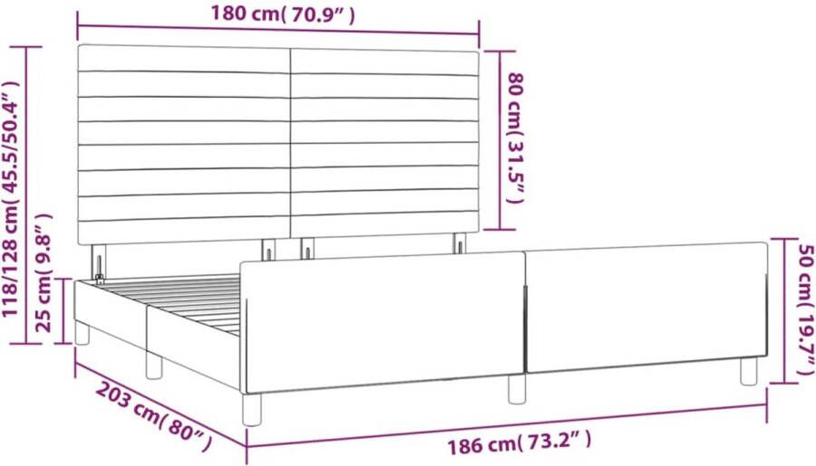 VidaXL -Bedframe-met-hoofdeinde-fluweel-donkergroen-180x200-cm - Foto 2