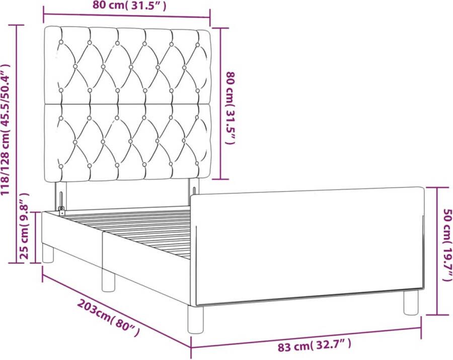 VidaXL -Bedframe-met-hoofdeinde-fluweel-donkergroen-80x200-cm - Foto 3