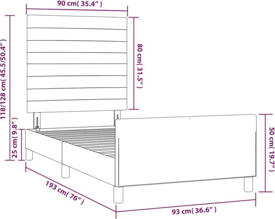 VidaXL -Bedframe-met-hoofdeinde-fluweel-donkergroen-90x190-cm - Foto 5