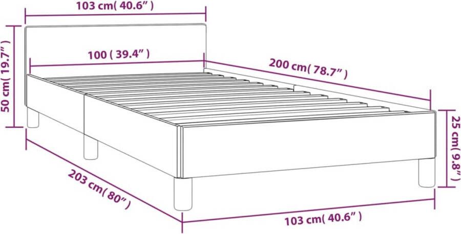 VidaXL -Bedframe-met-hoofdeinde-fluweel-lichtgrijs-100x200-cm - Foto 3
