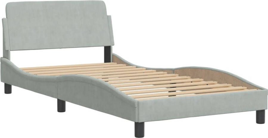 VidaXL -Bedframe-met-hoofdeinde-fluweel-lichtgrijs-100x200-cm - Foto 5