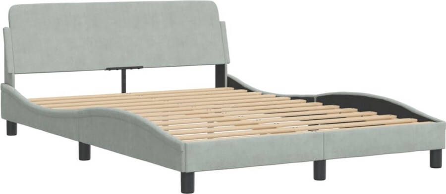 VidaXL -Bedframe-met-hoofdeinde-fluweel-lichtgrijs-140x200-cm - Foto 5