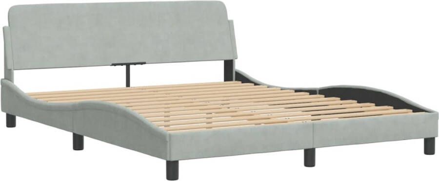 VidaXL -Bedframe-met-hoofdeinde-fluweel-lichtgrijs-160x200-cm - Foto 5