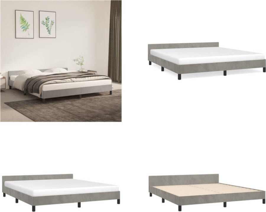 VidaXL Bedframe met hoofdeinde fluweel lichtgrijs 180x200 cm Bedframe Met Hoofdeinde Bedframes Met Hoofdeindes Bed Slaapmeubel - Foto 2