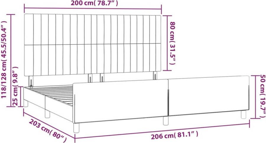 VidaXL -Bedframe-met-hoofdeinde-fluweel-lichtgrijs-200x200-cm - Foto 2