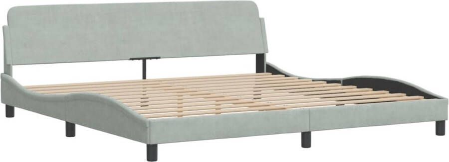 VidaXL -Bedframe-met-hoofdeinde-fluweel-lichtgrijs-200x200-cm - Foto 3