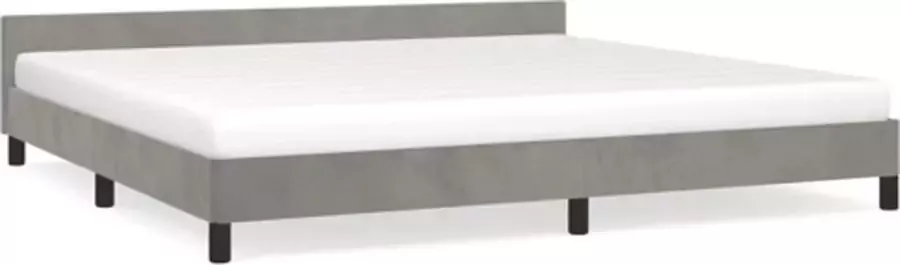 VidaXL -Bedframe-met-hoofdeinde-fluweel-lichtgrijs-200x200-cm - Foto 3