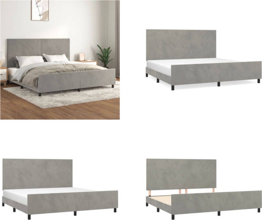 VidaXL Bedframe met hoofdeinde fluweel lichtgrijs 200x200 cm Bedframe Met Hoofdeinde Bedframes Met Hoofdeindes Bed Slaapmeubel - Foto 4