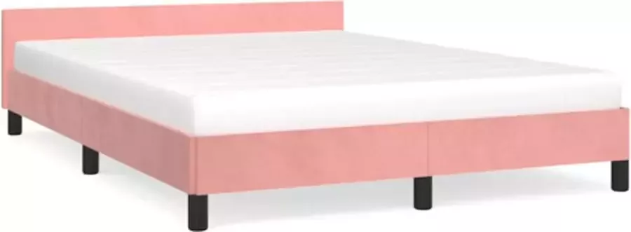 VidaXL Bedframe met hoofdeinde zonder matras 140x190 cm fluweel roze - Foto 3