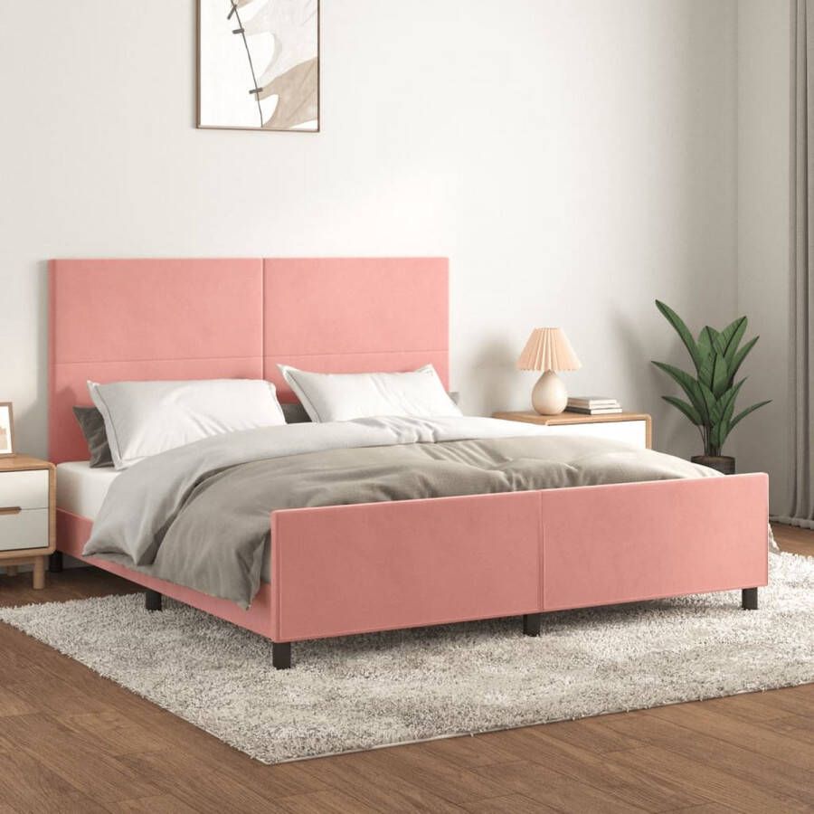 VidaXL -Bedframe-met-hoofdeinde-fluweel-roze-160x200-cm