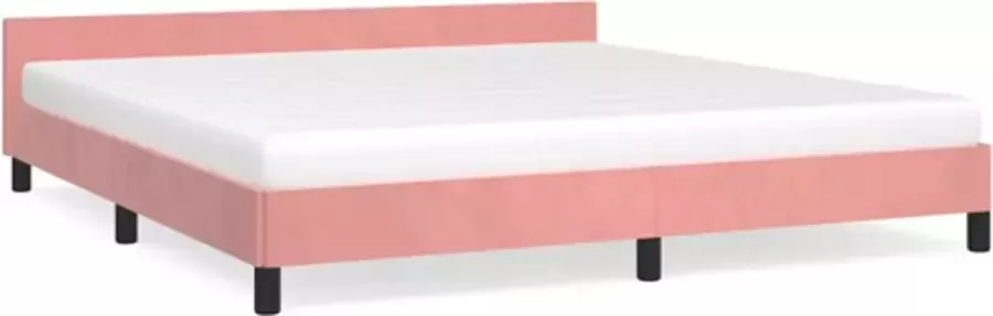 VidaXL Bedframe met hoofdeinde zonder matras 160x200 cm fluweel roze - Foto 3