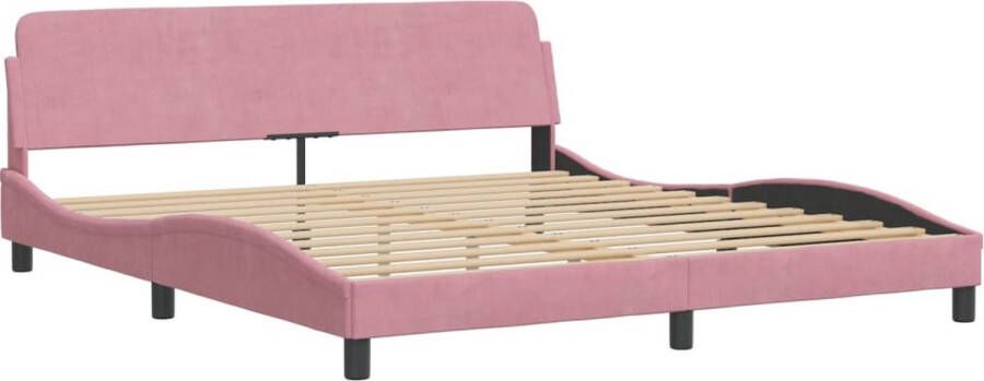 VIDAXL Bedframe met hoofdeinde zonder matras 180x200 cm fluweel roze - Foto 4