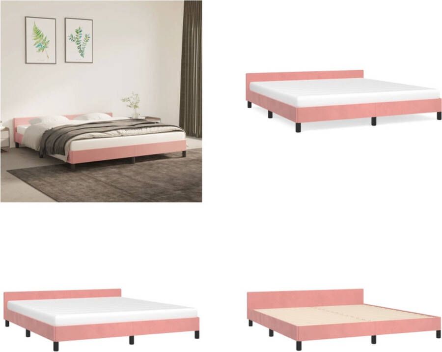 VidaXL Bedframe met hoofdeinde zonder matras 180x200 cm fluweel roze Bedframe Met Hoofdeinde Bedframes Met Hoofdeindes Bed Slaapmeubel - Foto 2