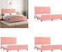VidaXL Bedframe met hoofdeinde fluweel roze 180x200 cm Bedframe Met Hoofdeinde Bedframes Met Hoofdeindes Bed Slaapmeubel - Thumbnail 1