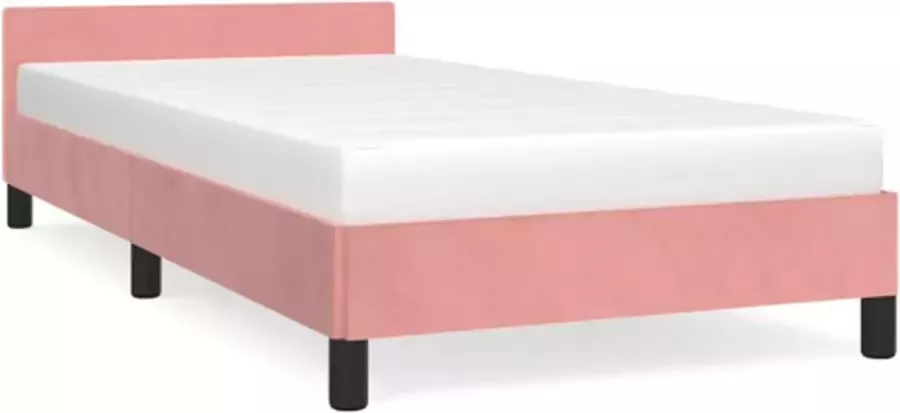 VidaXL Bedframe met hoofdeinde zonder matras 80x200 cm fluweel roze - Foto 3