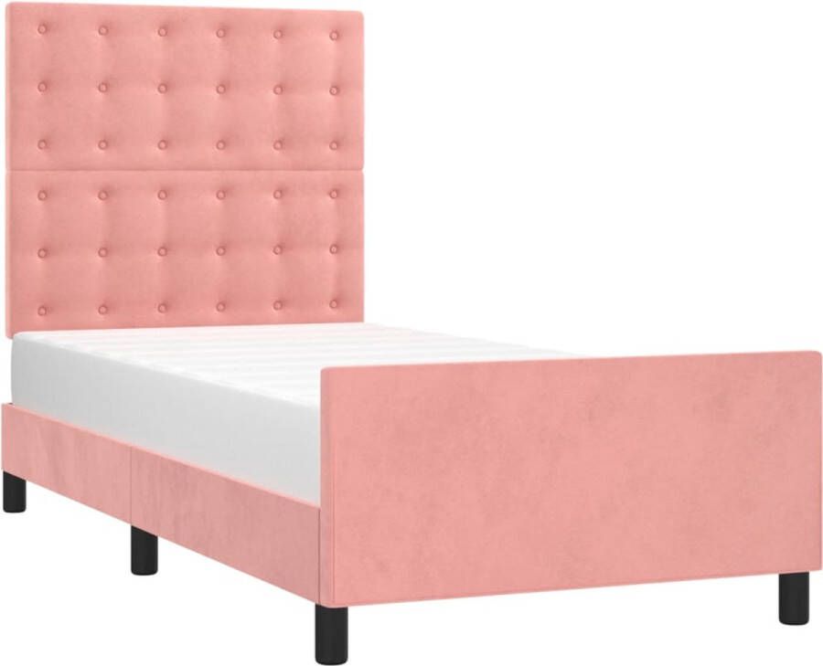 VidaXL -Bedframe-met-hoofdeinde-fluweel-roze-80x200-cm - Foto 2