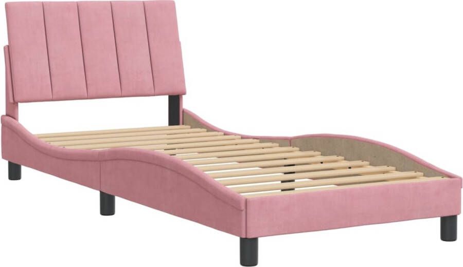 VidaXL -Bedframe-met-hoofdeinde-fluweel-roze-80x200-cm - Foto 3