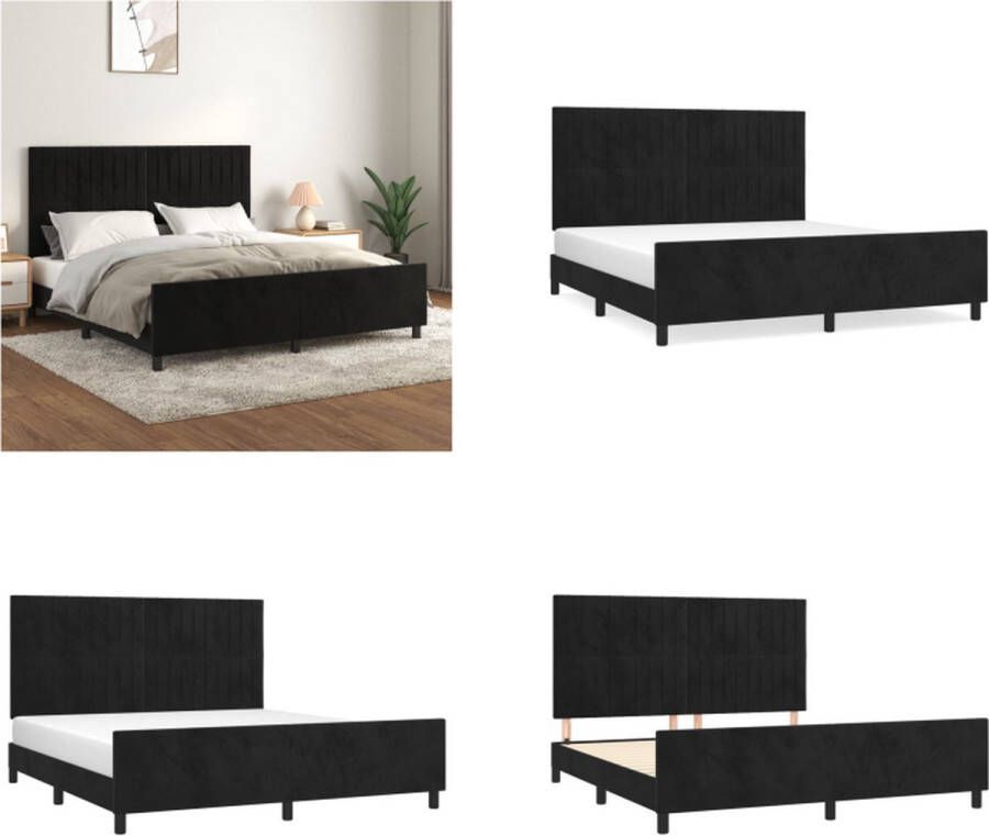 VidaXL Bedframe met hoofdeinde fluweel zwart 160x200 cm Bedframe Met Hoofdeinde Bedframes Met Hoofdeindes Bed Slaapmeubel