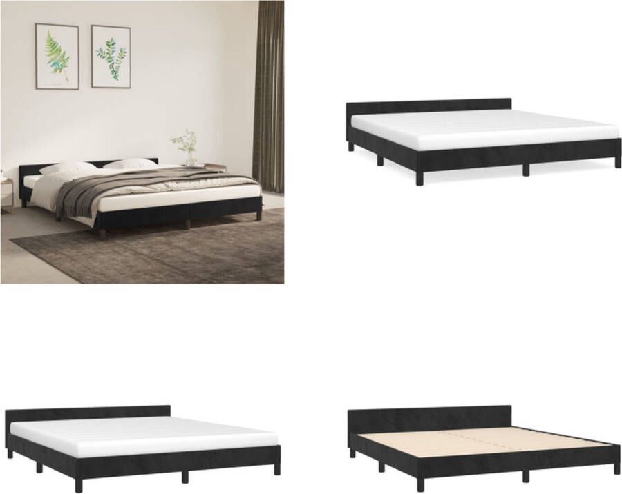 VidaXL Bedframe met hoofdeinde fluweel zwart 160x200 cm Bedframe Met Hoofdeinde Bedframes Met Hoofdeindes Bed Slaapmeubel