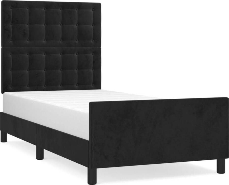 VidaXL -Bedframe-met-hoofdeinde-fluweel-zwart-90x190-cm - Foto 2
