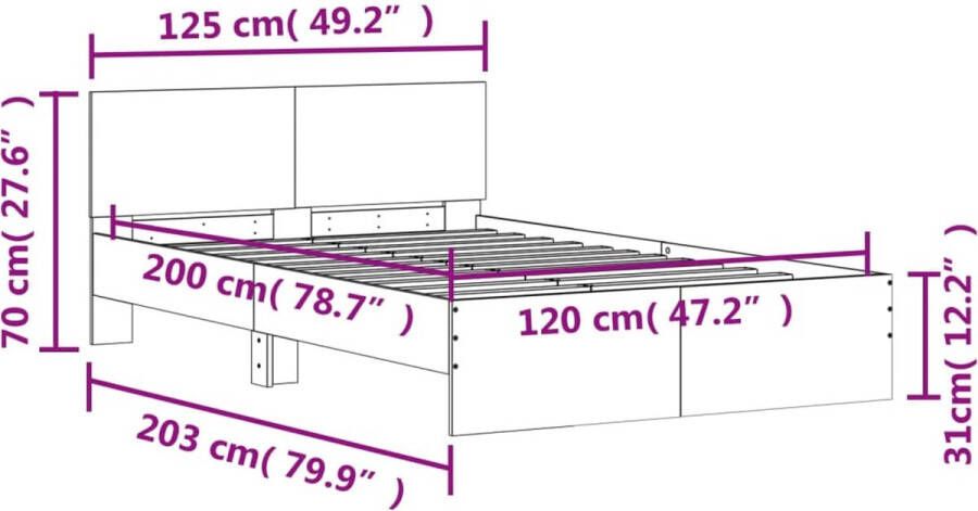 VidaXL -Bedframe-met-hoofdeinde-bewerkt-hout-gerookt-eiken-120x200-cm - Foto 2