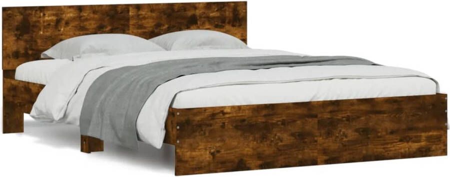 VidaXL -Bedframe-met-hoofdeinde-gerookt-eikenkleurig-150x200-cm - Foto 3