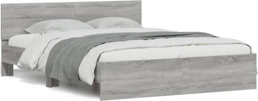 VidaXL -Bedframe-met-hoofdeinde-grijs-sonoma-eikenkleurig-140x190-cm - Foto 3