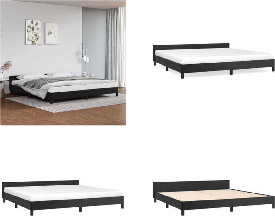 vidaXL Bedframe met hoofdeinde kunstleer zwart 200x200 cm Bedframe Met Hoofdbord Bedframes Met Hoofdborden Bedframe Bed