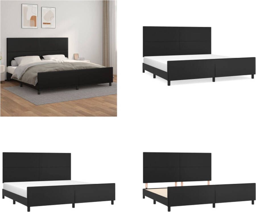 VidaXL Bedframe met hoofdeinde kunstleer zwart 200x200 cm Bedframe Met Hoofdbord Bedframes Met Hoofdborden Bedframe Bed