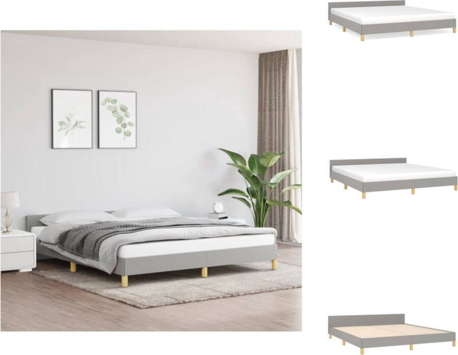 vidaXL Bedframe Met Hoofdeinde Lichtgrijs 203 x 163 x 50 cm Geschikt voor Matras 160 x 200 Duurzaam Materiaal Stevige Poten Multiplex Lattenbodem Bed